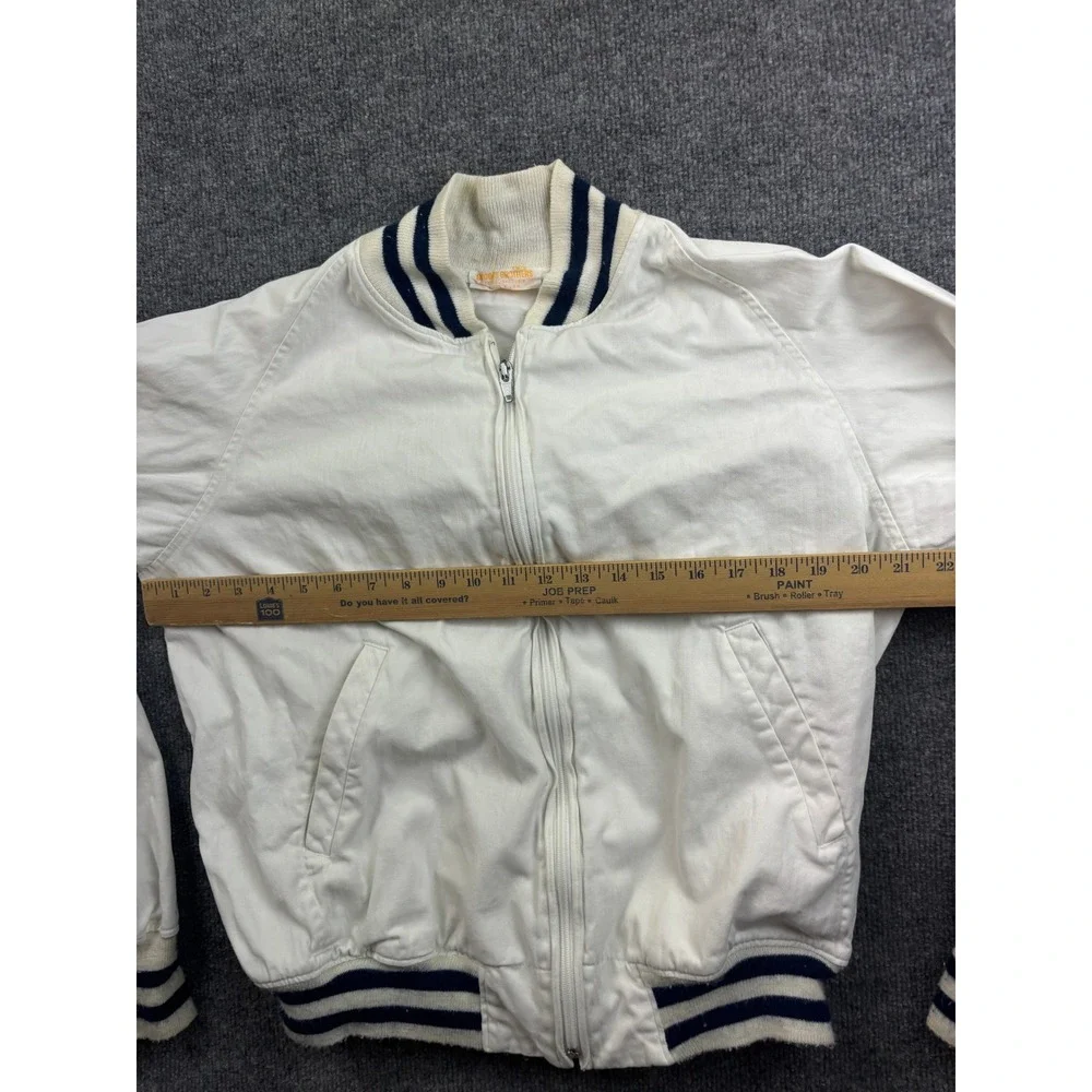 Vintage Brooks Brothers Bomber Jacket Mens M White Zip Varsity Made in USA